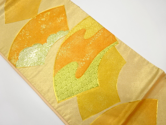 引箔　地紙に古典柄　刺繍　袋帯